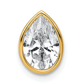 14k 1 1/2 carat Lab Grown Diamond VS+ F+ Pear Complete Bezel Set Solitaire Chain Slide Pendant