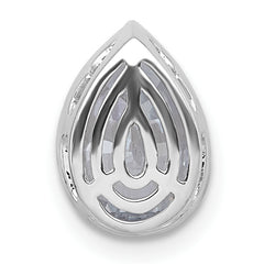 14k White Gold 2 carat Lab Grown Diamond VS+ F+ Pear Complete Bezel Set Solitaire Chain Slide Pendant