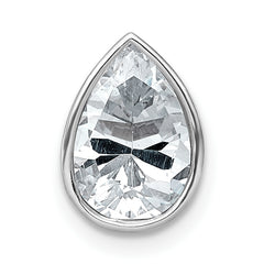 14k White Gold 2 carat Lab Grown Diamond VS+ F+ Pear Complete Bezel Set Solitaire Chain Slide Pendant