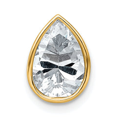 14k 2 carat Certified Lab Grown Diamond VS+ F+ Pear Complete Bezel Set Solitaire Chain Slide Pendant