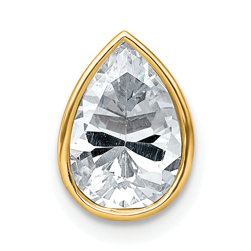 14ky 2ct Cert Lab Grown Diamond VS+ F+ Pear Comp Bezel Chain Slide