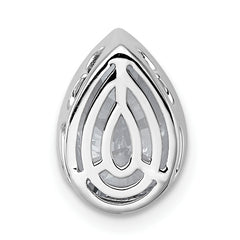 14k White Gold 2 1/2 carat Lab Grown Diamond VS+ F+ Pear Complete Bezel Set Solitaire Chain Slide Pendant