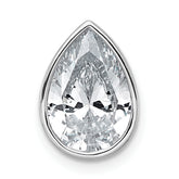 14k White Gold 2 1/2 carat Lab Grown Diamond VS+ F+ Pear Complete Bezel Set Solitaire Chain Slide Pendant