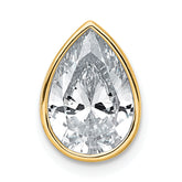 14k 2 1/2 carat Certified Lab Grown Diamond VS+ F+ Pear Complete Bezel Set Solitaire Chain Slide Pendant