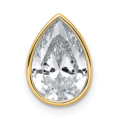 14k 2 1/2 carat Lab Grown Diamond VS+ F+ Pear Complete Bezel Set Solitaire Chain Slide Pendant