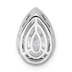 14k White Gold 3 carat Certified Lab Grown Diamond VS+ F+ Pear Complete Bezel Set Solitaire Chain Slide Pendant