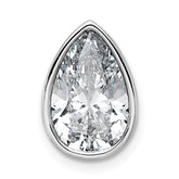 14k White Gold 3 carat Certified Lab Grown Diamond VS+ F+ Pear Complete Bezel Set Solitaire Chain Slide Pendant