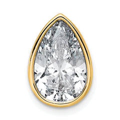14k 3 carat Lab Grown Diamond VS+ F+ Pear Complete Bezel Set Solitaire Chain Slide Pendant