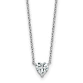 14k White Gold 1/2 carat Lab Grown Diamond VS+ F+ Heart Complete 18 inch Four Prong Pendant Necklace