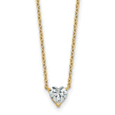 14k 1/2 carat Lab Grown Diamond VS+ F+ Heart Complete 18 inch Four Prong Pendant Necklace