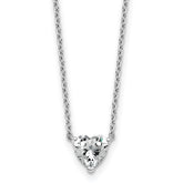 14k White Gold 3/4 carat Lab Grown Diamond VS+ F+ Heart Complete 18 inch Four Prong Pendant Necklace