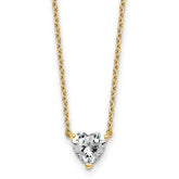 14k 3/4 carat Lab Grown Diamond VS+ F+ Heart Complete 18 inch Four Prong Pendant Necklace