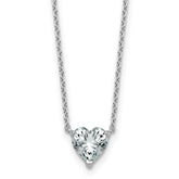 14k White Gold 1 carat Certified Lab Grown Diamond VS+ F+ Heart Complete 18 inch Four Prong Pendant Necklace