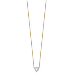 14k 1 carat Certified Lab Grown Diamond VS+ F+ Heart Complete 18 inch Four Prong Pendant Necklace