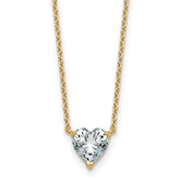 14k 1 carat Lab Grown Diamond VS+ F+ Heart Complete 18 inch Four Prong Pendant Necklace