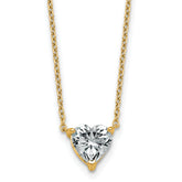 14k 1 1/2 carat Lab Grown Diamond VS+ F+ Heart Complete 18 inch Four Prong Pendant Necklace