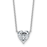 14k White Gold 2 carat Certified Lab Grown Diamond VS+ F+ Heart Complete 18 inch Four Prong Pendant Necklace