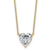 14k 2 carat Lab Grown Diamond VS+ F+ Heart Complete 18 inch Four Prong Pendant Necklace