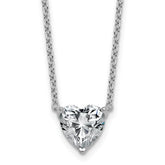 14k White Gold 2 1/2 carat Lab Grown Diamond VS+ F+ Heart Complete 18 inch Four Prong Pendant Necklace