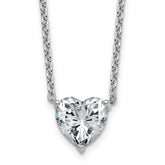 14k White Gold 3 carat Certified Lab Grown Diamond VS+ F+ Heart Complete 18 inch Four Prong Pendant Necklace
