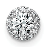 14k White Gold 1/3 carat Lab Grown Diamond VS+ F+ Round Complete Halo Chain Slide Pendant