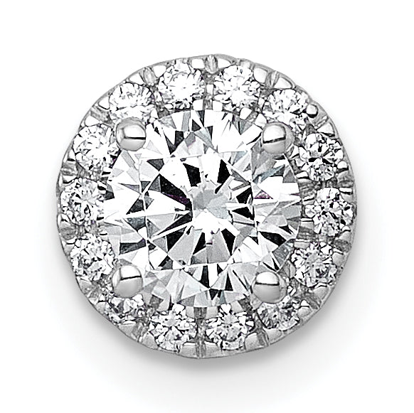 14k White Gold 5/8 carat Lab Grown Diamond VS+ F+ Round Complete Halo Chain Slide Pendant