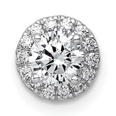 14k White Gold 5/8 carat Lab Grown Diamond VS+ F+ Round Complete Halo Chain Slide Pendant