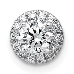 14k White Gold 5/8 carat Lab Grown Diamond VS+ F+ Round Complete Halo Chain Slide Pendant