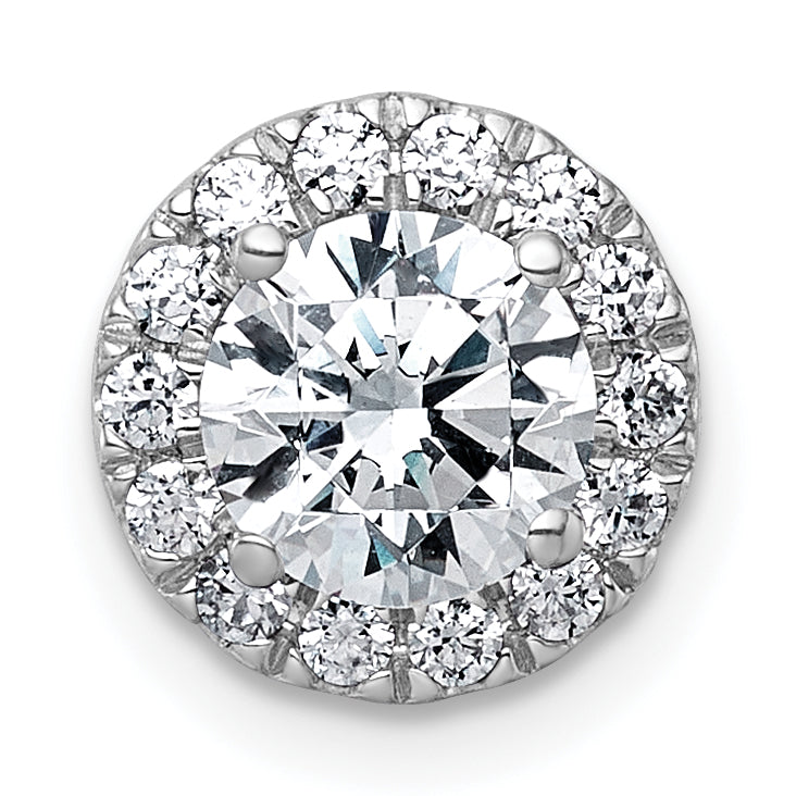 14k White Gold 1 1/4 carat Certified Lab Grown Diamond VS+ F+ Round Complete Halo Chain Slide Pendant