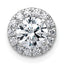 14k White Gold 1 1/4 carat Lab Grown Diamond VS+ F+ Round Complete Halo Chain Slide Pendant