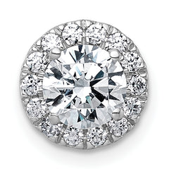 14k White Gold 1 1/4 carat Certified Lab Grown Diamond VS+ F+ Round Complete Halo Chain Slide Pendant