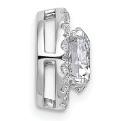 14k White Gold 1 7/8 carat Certified Lab Grown Diamond VS+ F+ Round Complete Halo Chain Slide Pendant