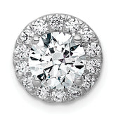 14k White Gold 1 7/8 carat Certified Lab Grown Diamond VS+ F+ Round Complete Halo Chain Slide Pendant