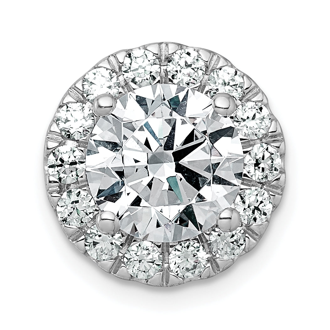 14k White Gold 3 carat Certified Lab Grown Diamond VS+ F+ Round Complete Halo Chain Slide Pendant