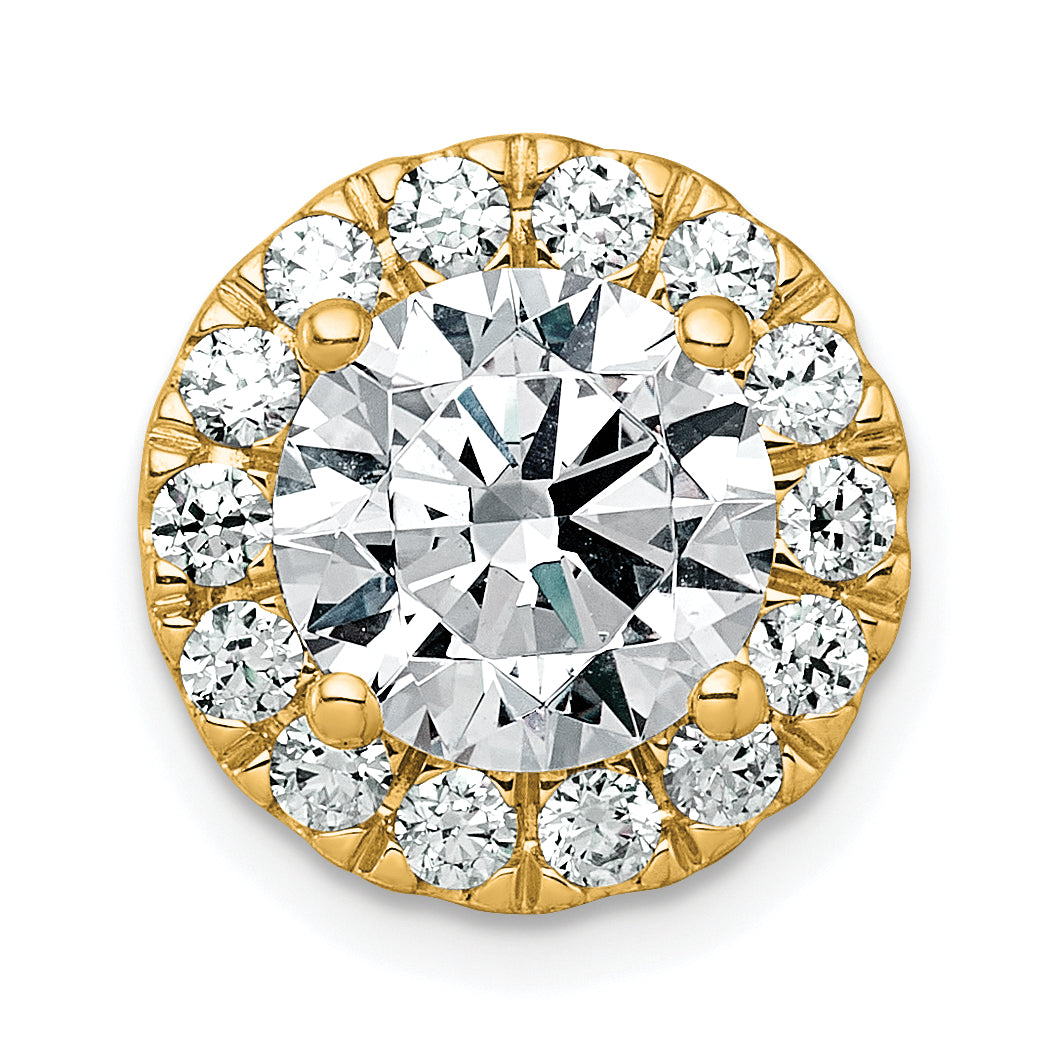 14k 3 carat Certified Lab Grown Diamond VS+ F+ Round Complete Halo Chain Slide Pendant