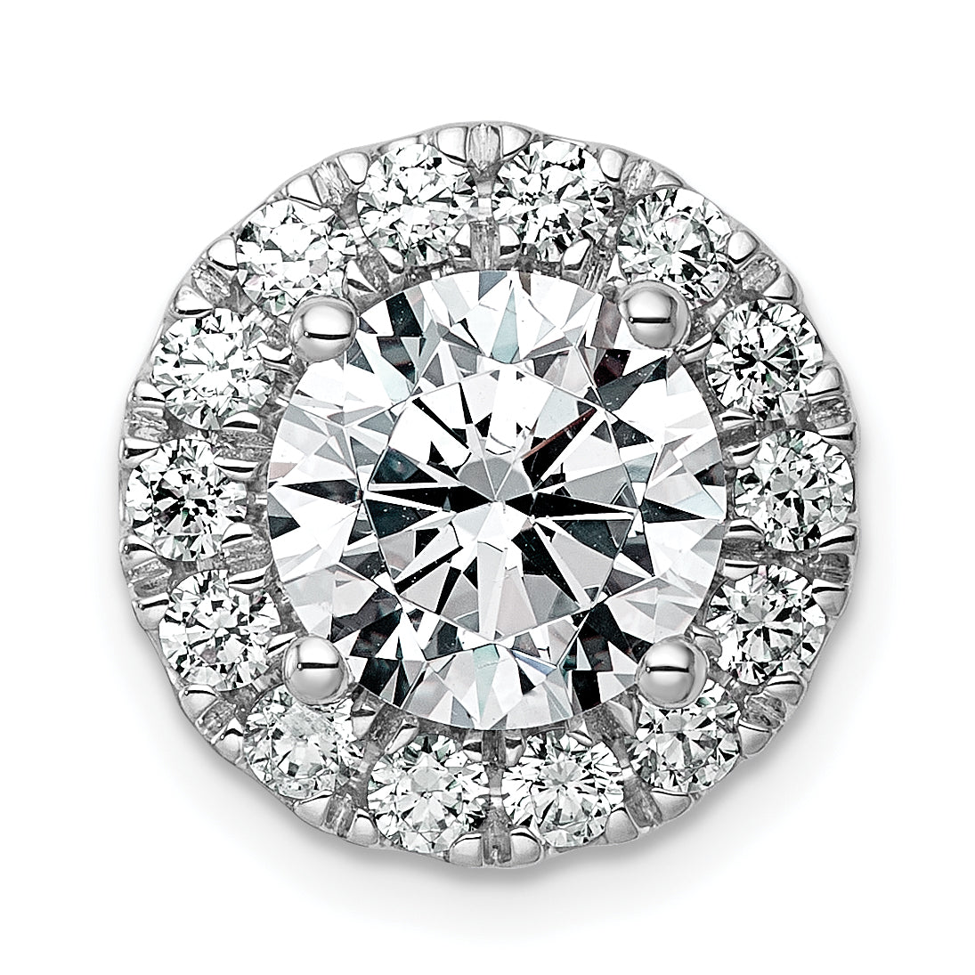 14k White Gold 3 3/4 carat Certified Lab Grown Diamond VS+ F+ Round Complete Halo Chain Slide Pendant