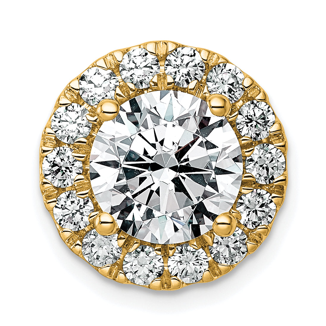 14k 3 3/4 carat Lab Grown Diamond VS+ F+ Round Complete Halo Chain Slide Pendant