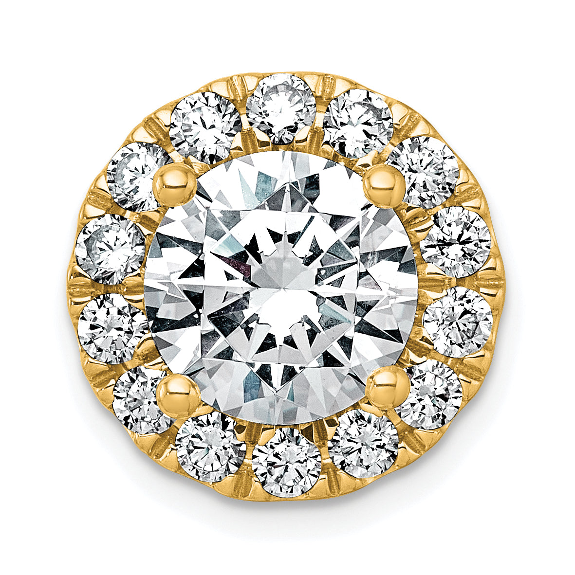 14k 5 carat Lab Grown Diamond VS+ F+ Round Complete Halo Chain Slide Pendant