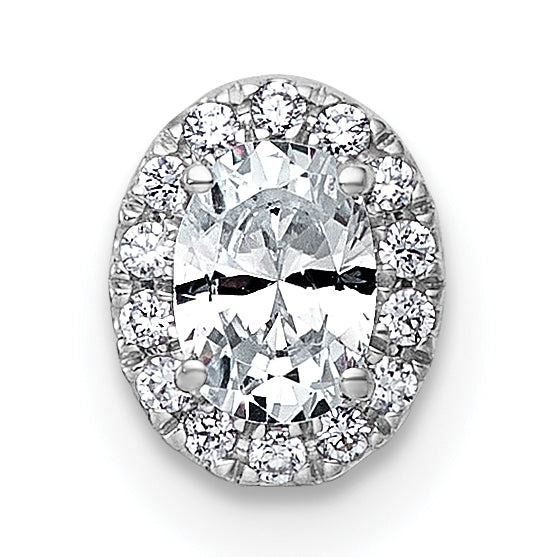 14k White Gold 1/3 carat Lab Grown Diamond VS+ F+ Round Complete Halo Chain Slide Pendant