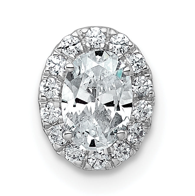 14k White Gold 5/8 carat Lab Grown Diamond VS+ F+ Round Complete Halo Chain Slide Pendant