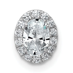 14k White Gold 5/8 carat Lab Grown Diamond VS+ F+ Round Complete Halo Chain Slide Pendant