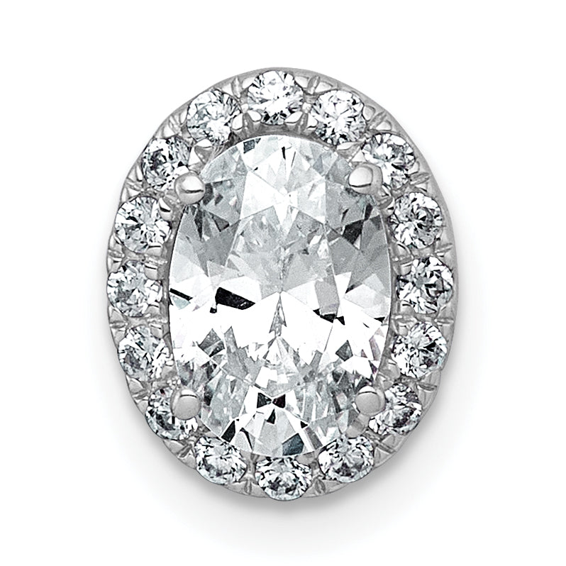 14k White Gold 1 1/5 carat Lab Grown Diamond VS+ F+ Round Complete Halo Chain Slide Pendant