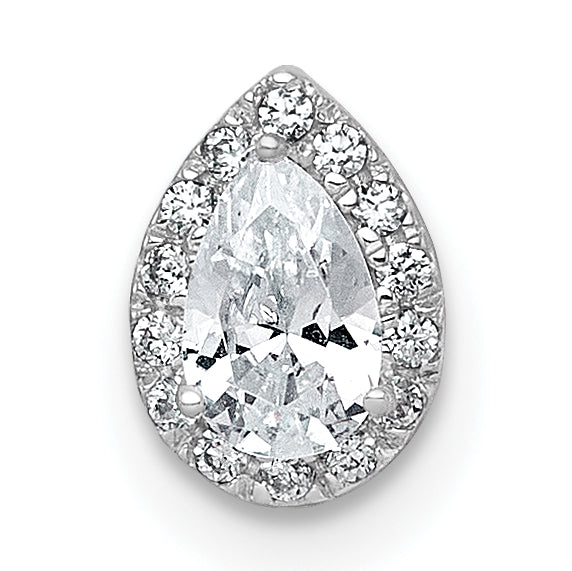 14k White Gold 1/3 carat Lab Grown Diamond VS+ F+ Pear Complete Halo Chain Slide Pendant