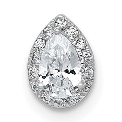 14k White Gold 1/3 carat Lab Grown Diamond VS+ F+ Pear Complete Halo Chain Slide Pendant