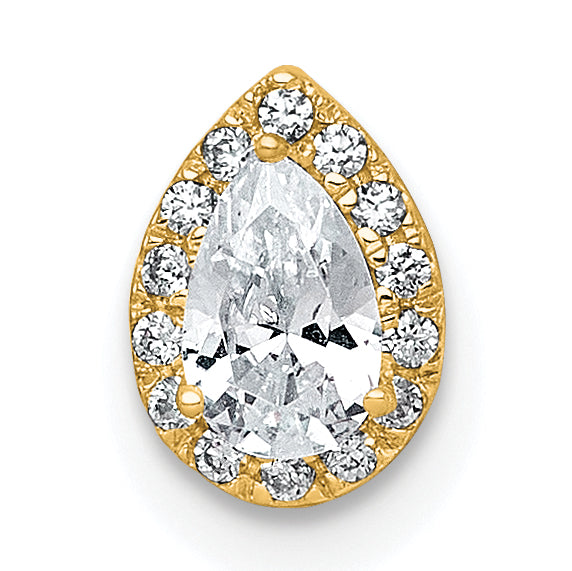 14k 1/3 carat Lab Grown Diamond VS+ F+ Pear Complete Halo Chain Slide Pendant