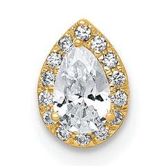 14k 1/3 carat Lab Grown Diamond VS+ F+ Pear Complete Halo Chain Slide Pendant