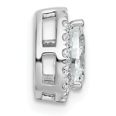 14k White Gold 5/8 carat Lab Grown Diamond VS+ F+ Pear Complete Halo Chain Slide Pendant