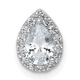 14k White Gold 5/8 carat Lab Grown Diamond VS+ F+ Pear Complete Halo Chain Slide Pendant