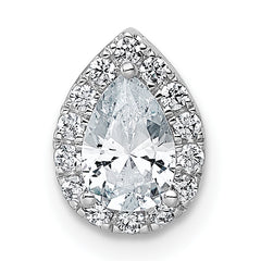 14k White Gold 5/8 carat Lab Grown Diamond VS+ F+ Pear Complete Halo Chain Slide Pendant