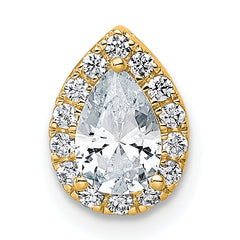 14k 5/8 carat Lab Grown Diamond VS+ F+ Pear Complete Halo Chain Slide Pendant